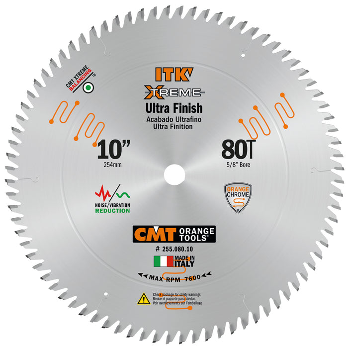 CMT 255.080.10 ITK 10" 80 Teeth Industrial Fine Finish Saw Blade