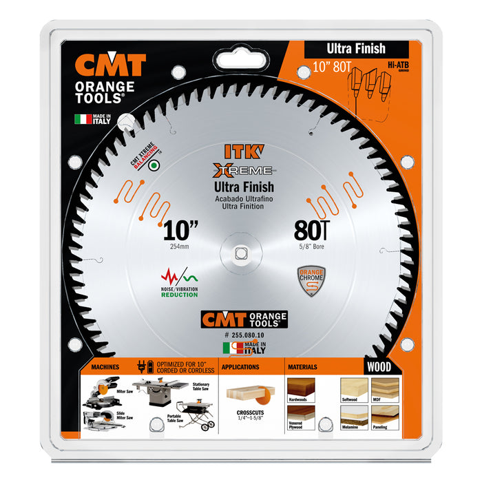 CMT 255.080.10 ITK 10" 80 Teeth Industrial Fine Finish Saw Blade