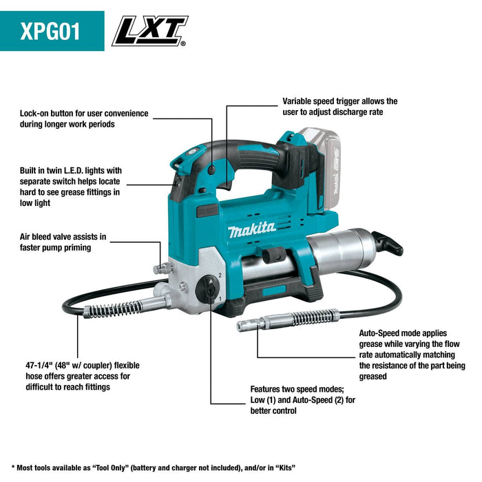 Makita XPG01S1 18V LXT Lithium-Ion Cordless Grease Gun Kit