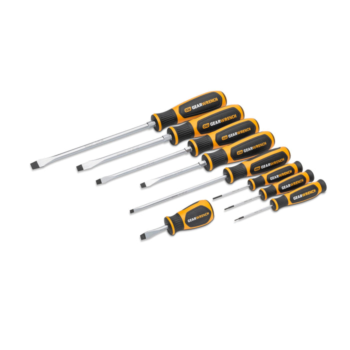 GEARWRENCH 9 Piece Slotted Dual Material Screwdriver Set in Foam Storage Tray