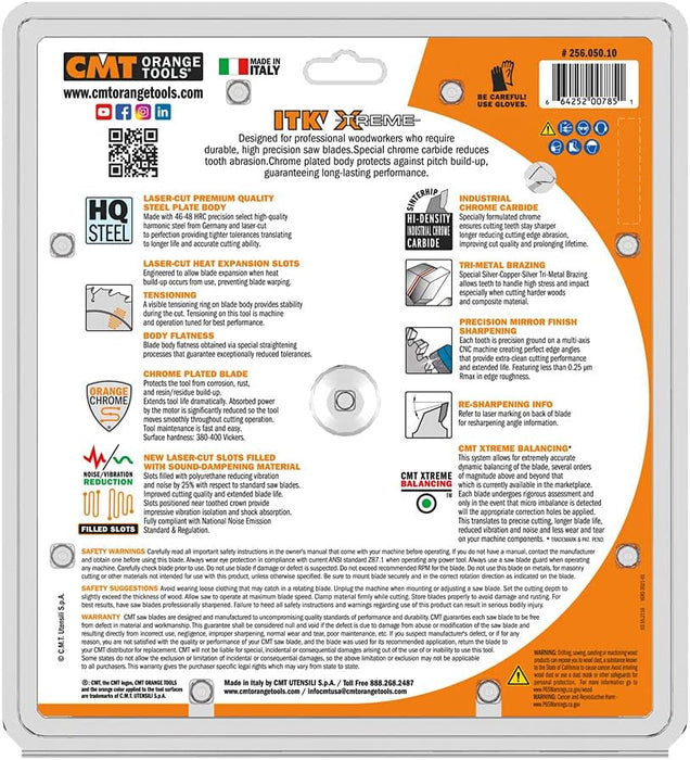 CMT 256.050.10 10" ITK XTreme Industrial Combination Saw Blade