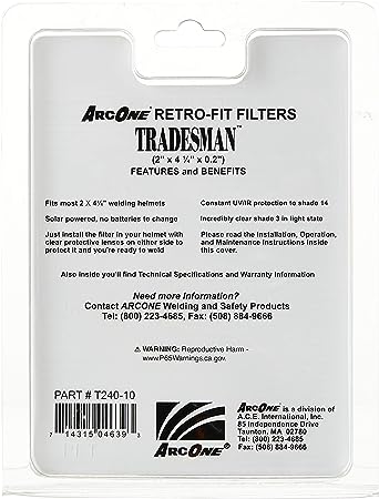 ArcOne T240-10 Tradesman Horizontal Auto-Darkening Filter for Welding Helmets