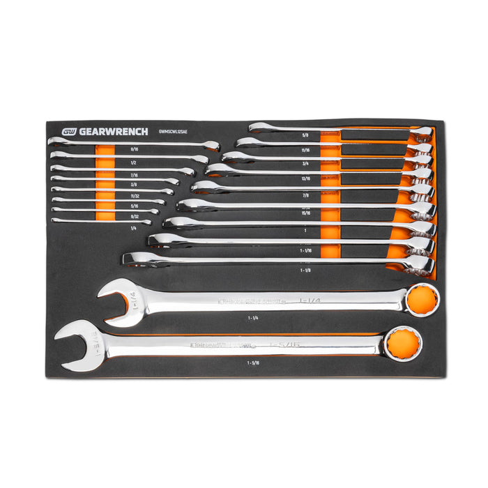 GEARWRENCH GWMSCWL12SAE 19 Piece 12 Pt Long Pattern Long Pattern Combination SAE Wrench Set