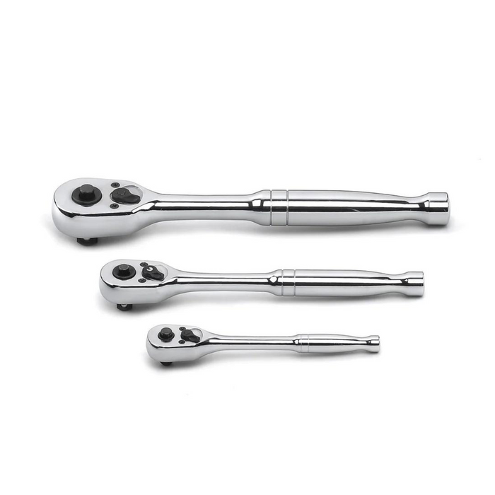 GEARWRENCH 81310 3 Piece 1/4" 3/8" & 1/2" Drive 45 Tooth Quick Release Teardrop Ratchet Set