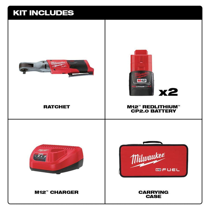 Milwaukee 2557-22 M12 3/8"" Ratchet Kit