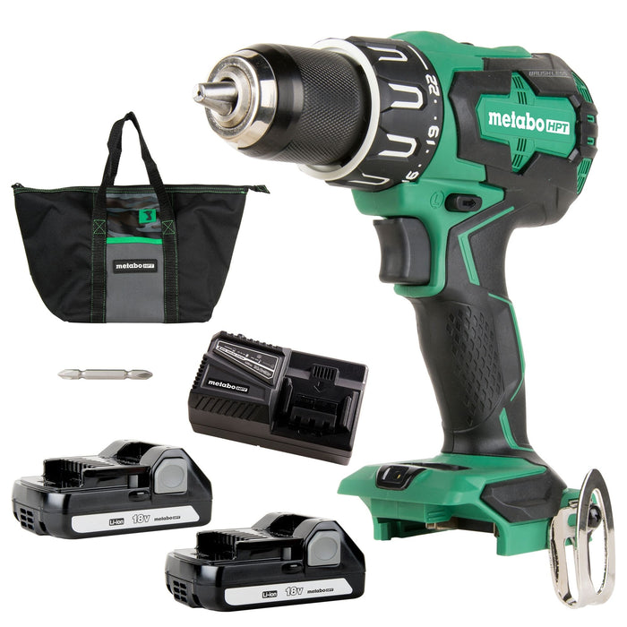 Metabo HPT DS18DBFL2E 18V Cordless Drill Kit with 2 Batteries and Charger