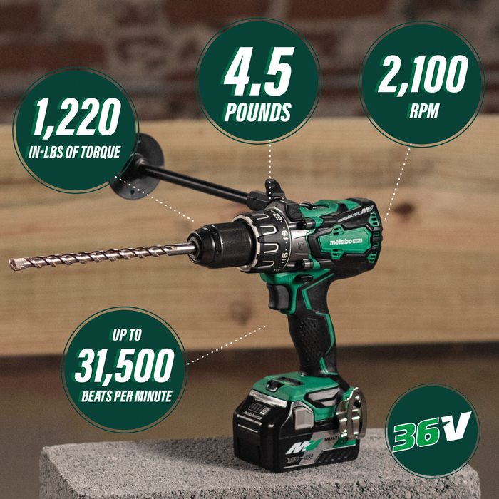 Metabo HPT DV36DAG 36V Cordless Hammer Drill Kit with Batteries and Charger