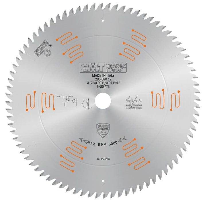 CMT Orange Tools 285.680.12 12" 80 Teeth Fine Finishing Sliding Compound Blade