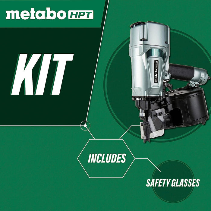 Metabo HPT Coil Framing Nailer | Pro Preferred Brand of Pneumatic Nailers | 15 Degree Magazine | Accepts 2-Inch up to 3-1/4-Inch Nails | Ideal for Wall Sheathing, Roof Decking, & Subflooring | NV83A5